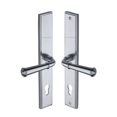 Click Here To Enlarge This Photo Of MP1932&period;RH-SC Heritage Brass 92mm Multi-Point Door Handle Lever Lock Colonial RH Design Satin Chrome finish