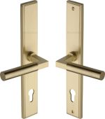 MP2259&period;LH-SB Heritage Brass 92mm Multi-Point Door Handle Lever Lock Bauhaus LH Design Satin Brass finish