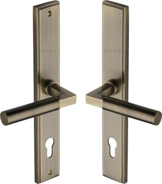 Click Here To Enlarge This Photo Of MP2259&period;RH-AT Heritage Brass 92mm Multi-Point Door Handle Lever Lock Bauhaus RH Design Antique Brass finish