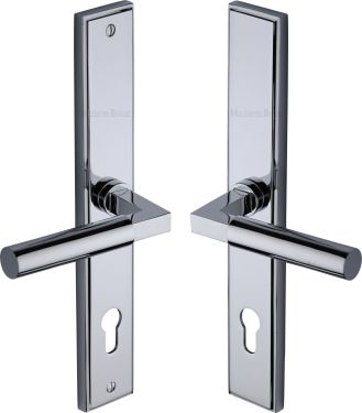 Click Here To Enlarge This Photo Of MP2259&period;RH-PC Heritage Brass 92mm Multi-Point Door Handle Lever Lock Bauhaus RH Design Polished Chrome finish