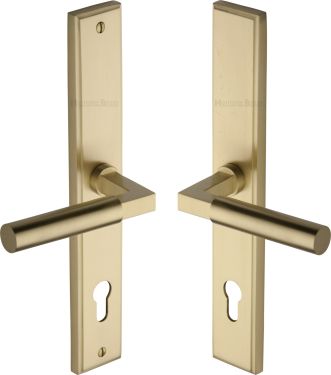 Click Here To Enlarge This Photo Of MP2259&period;RH-SB Heritage Brass 92mm Multi-Point Door Handle Lever Lock Bauhaus RH Design Satin Brass finish
