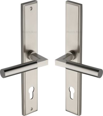 Click Here To Enlarge This Photo Of MP2259&period;RH-SN Heritage Brass 92mm Multi-Point Door Handle Lever Lock Bauhaus RH Design Satin Nickel finish