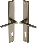 MP4189&period;LH-AT Heritage Brass 92mm Multi-Point Door Handle Lever Lock Gio LH Design Antique Brass finish
