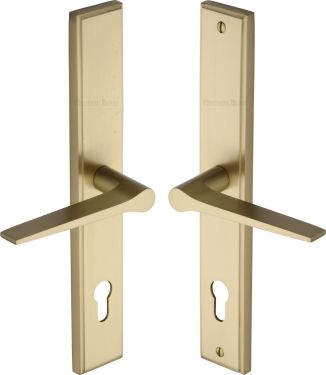 Click Here To Enlarge This Photo Of MP4189&period;LH-SB Heritage Brass 92mm Multi-Point Door Handle Lever Lock Gio LH Design Satin Brass finish
