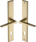 MP4189&period;LH-SB Heritage Brass 92mm Multi-Point Door Handle Lever Lock Gio LH Design Satin Brass finish