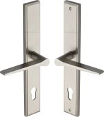 MP4189&period;LH-SN Heritage Brass 92mm Multi-Point Door Handle Lever Lock Gio LH Design Satin Nickel finish