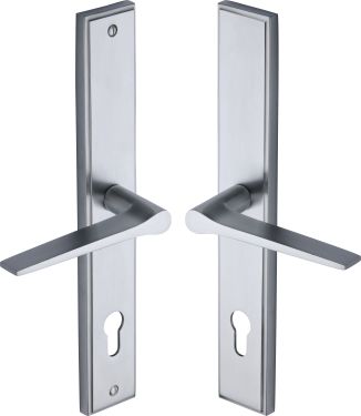 Click Here To Enlarge This Photo Of MP4189&period;LH-SC Heritage Brass 92mm Multi-Point Door Handle Lever Lock Gio LH Design Satin Chrome finish