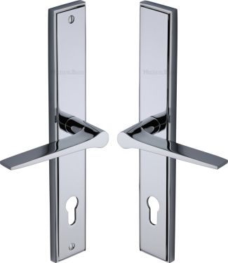 Click Here To Enlarge This Photo Of MP4189&period;RH-PC Heritage Brass 92mm Multi-Point Door Handle Lever Lock Gio RH Design Polished Chrome finish