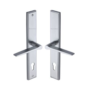 Click Here To Enlarge This Photo Of MP4189&period;RH-SC Heritage Brass 92mm Multi-Point Door Handle Lever Lock Gio RH Design Satin Chrome finish