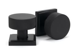 46801 From the Anvil Matt Black Brompton Mortice&sol;Rim Knob Set &lpar;Square&rpar;