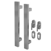 BLU Performance Inline Rectangular T-Bar Pull Handle for Straight Slide Doors&comma; Back to Back Fix&comma; 316 Satin Stainless Steel &lpar;KM853-PAIR-SSS&rpar;