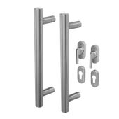 BLU Performance Inline Round T-Bar Pull Handle for Straight Slide Doors&comma; Back to Back Fix&comma; 316 Satin Stainless Steel &lpar;KM859-PAIR-SSS&rpar;