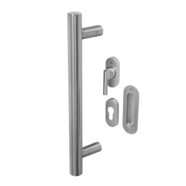 Click Here To Enlarge This Photo Of BLU Performance Inline Round T-Bar Pull Handle for Straight Slide Doors&comma; Secret Fix & Flush Pull&comma; 316 Satin Stainless Steel &lpar;KM859-SING-SSS&rpar;
