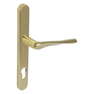 Click Here To Enlarge This Photo Of Kuhlen&trade; 92mm Multipoint Handle Set Left Hand&comma; Polished Brass with Fixing Kit - 240x28x12mm - &lpar;MHP60-LH-KIT-PB&rpar;