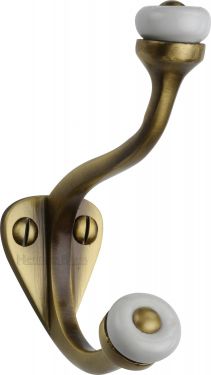 Click Here To Enlarge This Photo Of V1048-AT Heritage Brass Hat & Coat Hook Antique Brass Finish