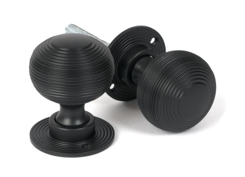 Click Here To Enlarge This Photo Of 46404 From the Anvil Matt Black Heavy Beehive Mortice&sol;Rim Knob Set