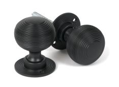 46404 From the Anvil Matt Black Heavy Beehive Mortice&sol;Rim Knob Set