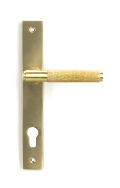 Click Here To Enlarge This Photo Of 50841 From the Anvil Satin Brass Brompton Slimline Lever Espag&period; Lock Set - 92mm centres - 212mm Screw Centres