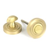 50881 From the Anvil Satin Brass Round Thumbturn Set &lpar;Art Deco&rpar;
