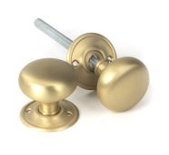 50901 From the Anvil Satin Brass Mushroom Mortice&sol;Rim Knob Set
