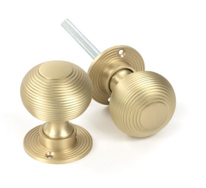 Click Here To Enlarge This Photo Of 50902 From the Anvil Satin Brass Heavy Beehive Mortice&sol;Rim Knob Set