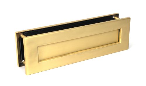 Click Here To Enlarge This Photo Of 51308 From the Anvil Satin Brass Traditional Letterbox - Size&colon; 315x92mm - C&sol;C&colon; 283mm - Aperture&colon; 249x41mm
