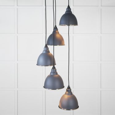 Click Here To Enlarge This Photo Of 49740SSL From the Anvil Hammered Nickel Brindley Cluster Pendant in Slate