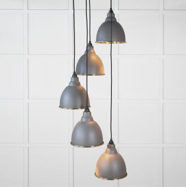 Click Here To Enlarge This Photo Of 49741SBL From the Anvil Hammered Brass Brindley Cluster Pendant in Bluff
