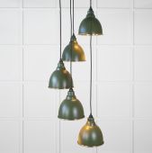 49741SH From the Anvil Hammered Brass Brindley Cluster Pendant in Heath
