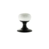 Atlantic - OE59CMKWHMB Old English 'Skipton' Porcelain White Crackle Door Knob on Face Fix Rose &ndash; Matt Black