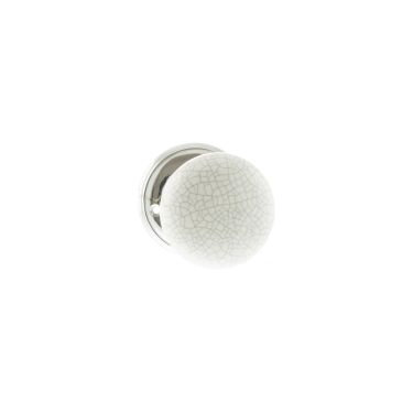 Click Here To Enlarge This Photo Of Atlantic - OE59CMKWHPC Old English 'Skipton' Porcelain White Crackle Door Knob on Face Fix Rose &ndash; Polished Chrome