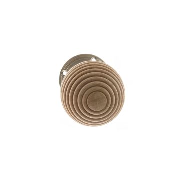 Click Here To Enlarge This Photo Of Atlantic - OE57RMKSN Old English 'Bridlington' Wood Reeded Beehive Door Knob on Face Fix Rose &ndash; Satin Nickel