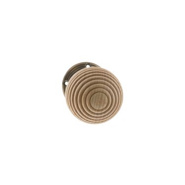 Click Here To Enlarge This Photo Of Atlantic - OE57RMKAB Old English 'Bridlington' Wood Reeded Beehive Door Knob on Face Fix Rose &ndash; Antique Brass