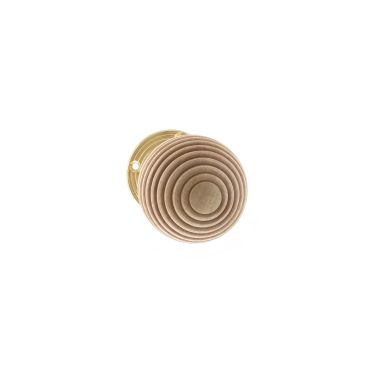 Click Here To Enlarge This Photo Of Atlantic - OE57RMKPB Old English 'Bridlington' Wood Reeded Beehive Door Knob on Face Fix Rose &ndash; Polished Brass