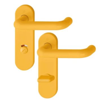 Click Here To Enlarge This Photo Of K138&sol;353K &lpar;AR600&sol;25-78&rpar; Hoppe Arrone Bathroom Levers 78mm Centres on Radius Plate - &lpar;Nylon&rpar; Yellow - 11573533
