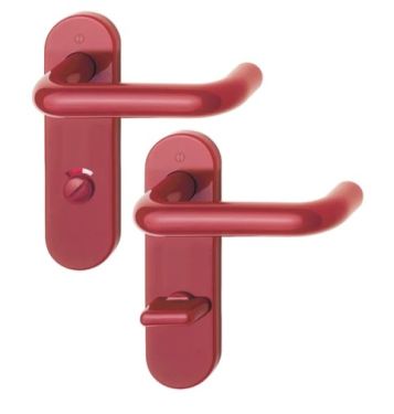 Click Here To Enlarge This Photo Of K138&sol;353K &lpar;AR600&sol;25-78&rpar; Hoppe Arrone Bathroom Levers 78mm Centres on Radius Plate - &lpar;Nylon&rpar; Red - 11571391
