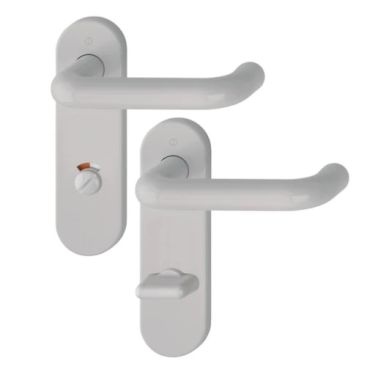 Click Here To Enlarge This Photo Of K138&sol;353K &lpar;AR600&sol;25-78&rpar; Hoppe Arrone Bathroom Levers 78mm Centres on Radius Plate - &lpar;Nylon&rpar; Dove Grey - 11571421