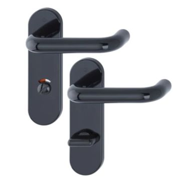 Click Here To Enlarge This Photo Of K138&sol;353K &lpar;AR600&sol;25-78&rpar; Hoppe Arrone Bathroom Levers 78mm Centres on Radius Plate - &lpar;Nylon&rpar; Black - 11571329