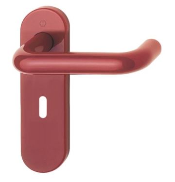 Click Here To Enlarge This Photo Of K138&sol;353K &lpar;AR600&sol;22&rpar; Hoppe Arrone Lock Levers 57mm Centres on Radius Plate - &lpar;Nylon&rpar; Red - 8566367
