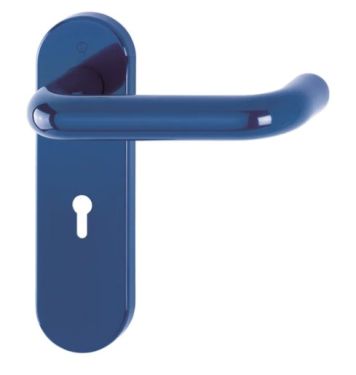 Click Here To Enlarge This Photo Of K138&sol;353K &lpar;AR600&sol;22&rpar; Hoppe Arrone Lock Levers 57mm Centres on Radius Plate - &lpar;Nylon&rpar; Cobalt Blue - 8566402
