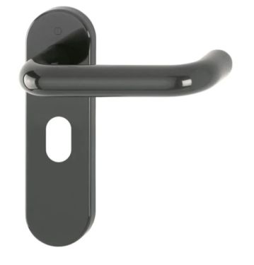 Click Here To Enlarge This Photo Of K138&sol;353K &lpar;AR600&sol;24&rpar; Hoppe Arrone Oval Profile Levers 48&period;5mm Centres on Radius Plate - &lpar;Nylon&rpar; Anthracite Grey - 87134553