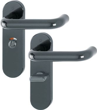 Click Here To Enlarge This Photo Of K138&sol;353K &lpar;AR600&sol;25&rpar; Hoppe Arrone Bathroom Levers 57mm Centres on Radius Plate - &lpar;Nylon&rpar; Anthracite Grey - 11569682