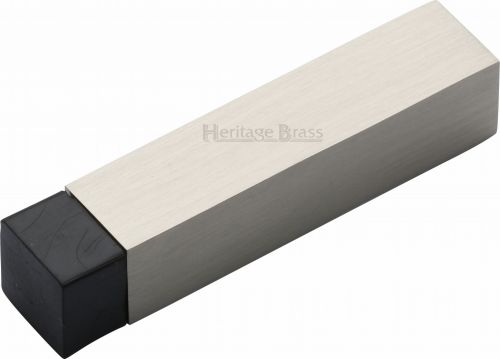 Click Here To Enlarge This Photo Of V1084-SN Heritage Brass Door Stop Square Wall Mounted Design Satin Nickel Finish