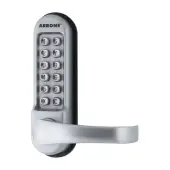 AR525-MC Hoppe Arrone Lever Operated Push Button Digital Lock c&sol;w Tubular Latch - Matt Chrome &lpar;87138556&rpar;