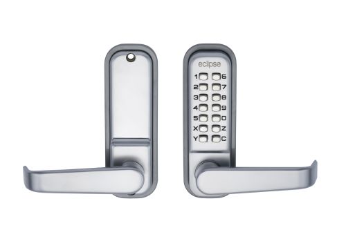 Click Here To Enlarge This Photo Of Eclipse ED40 Lever Handle Mechanical Push Button Digital Lock - Satin Chrome &lpar;70260&rpar;