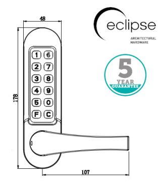 Click Here To Enlarge This Photo Of Eclipse ED50PK Heavy Duty Panic Hardware Mechanical Push Button Digital Lock - Satin Chrome &lpar;70265&rpar;