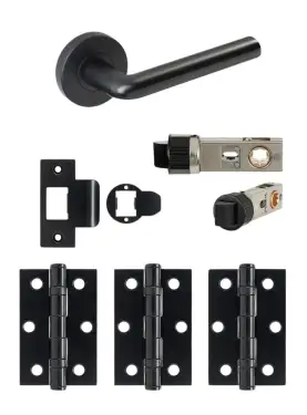 Click Here To Enlarge This Photo Of JTDP71705 Jigtech Matt Black 'Riva' Passage Door Pack &lpar;57mm Backset and 3" Hinges&rpar;