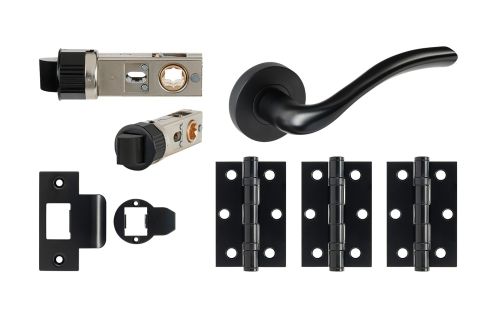 Click Here To Enlarge This Photo Of JTDP71710 Jigtech Matt Black 'Solar' Passage Door Pack &lpar;57mm Backset and 3" Hinges&rpar;