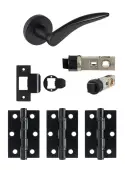 JTDP71715 Jigtech Matt Black 'Vecta' Passage Door Pack &lpar;57mm Backset and 3" Hinges&rpar;