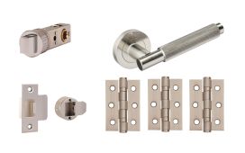 JTDP71815 Jigtech Satin Nickel 'Textura' Passage Door Pack &lpar;57mm Backset and 3" Hinges&rpar;